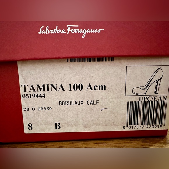 Salvatore Ferragamo Tamina 100 Acm. Bordeaux Calf (burgundy) heels shoes pumps - Picture 7 of 7